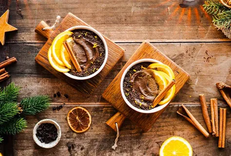 Mousse de chocolate con café espresso y naranja