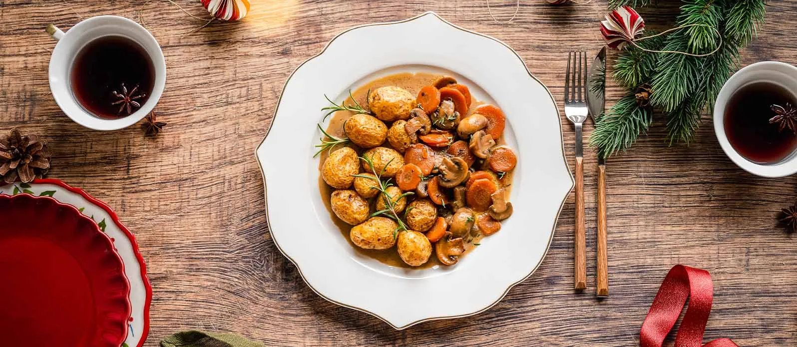 Estofado vegetariano de setas y cerveza negra