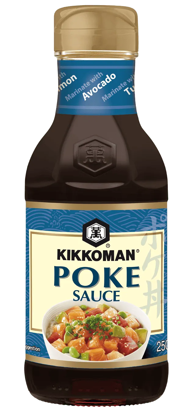 Kikkoman Salsa a base de Salsa de Soja y Aceite De Sésamo, Para Ensalada De Pescado Estilo Poke Botella de 250 ml