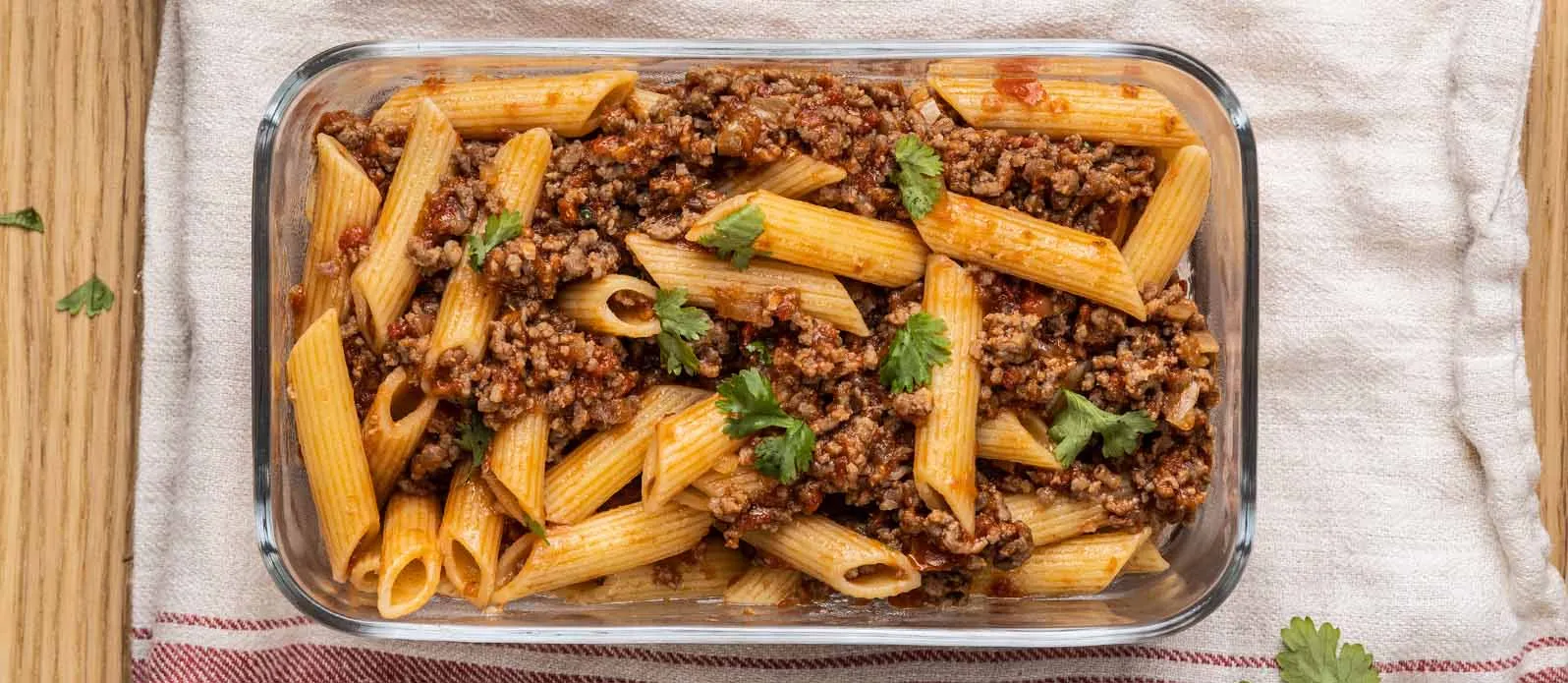 Pasta boloñesa con salsa de soja