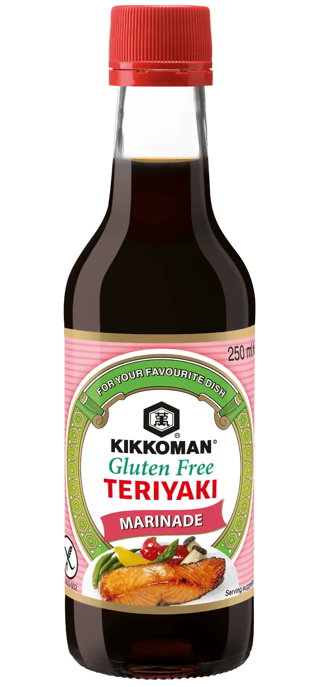 Kikkoman Salsa Teriyaki estilo Japonés sin Gluten para Marinados Botella de 250 ml