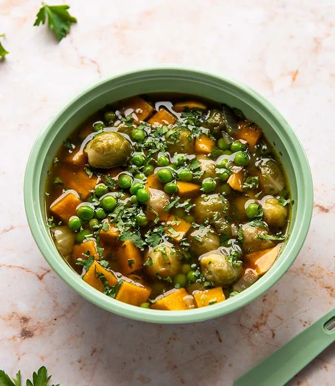 Sopa de boniato y guisantes