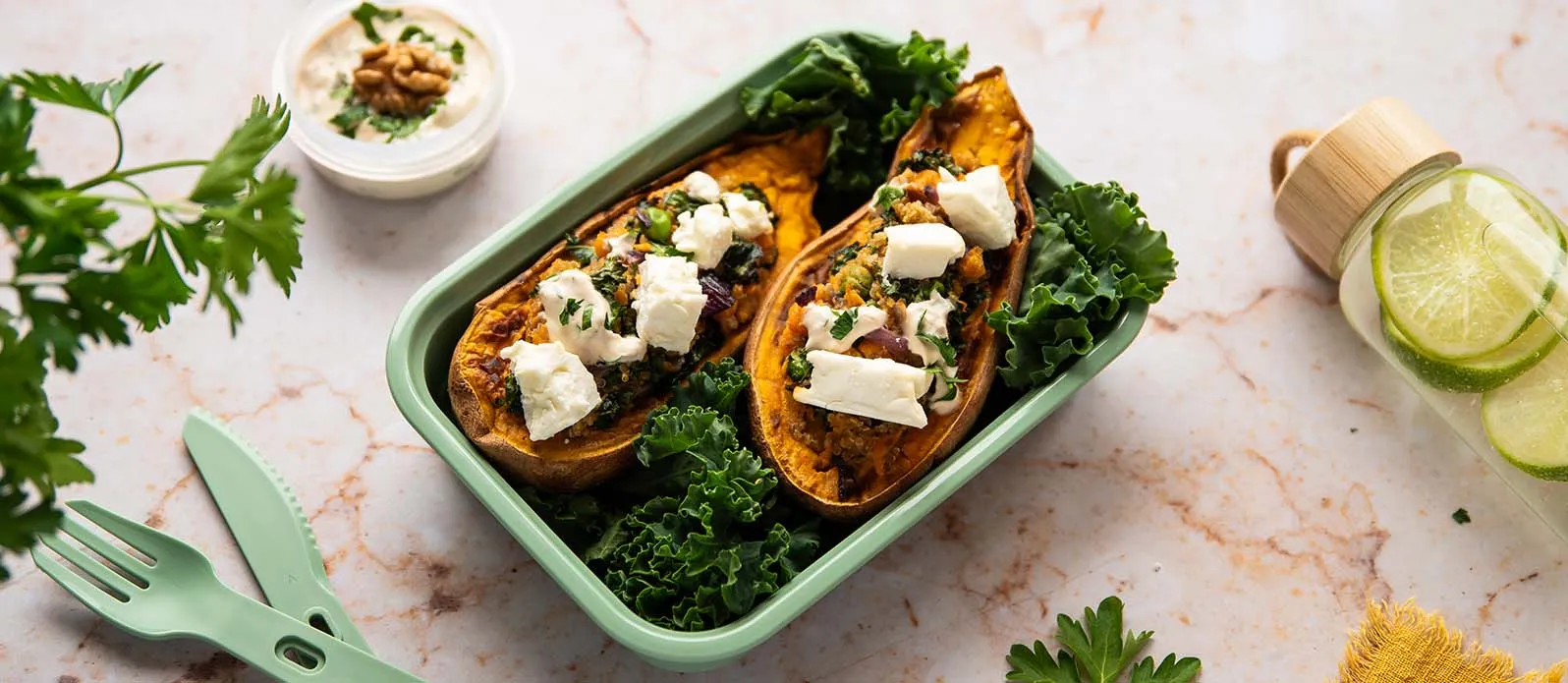 Boniatos rellenos de quinoa