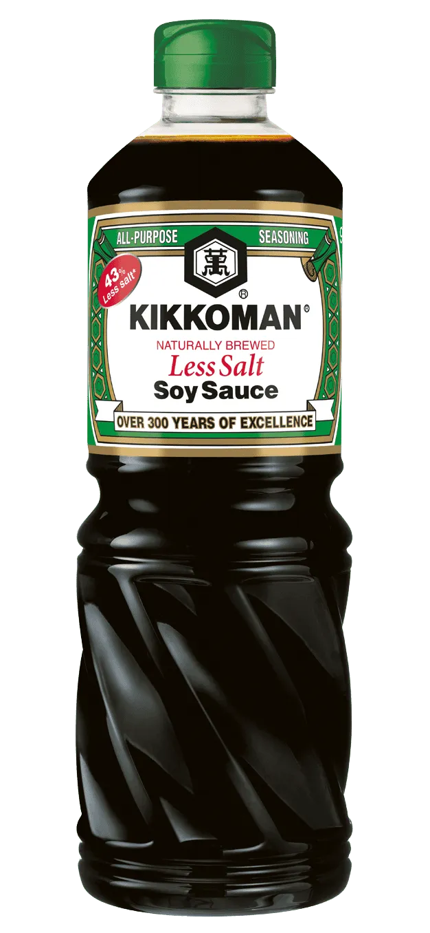 Kikkoman Salsa De Soja con menos sal naturalmente fermentada PET de 975 ml