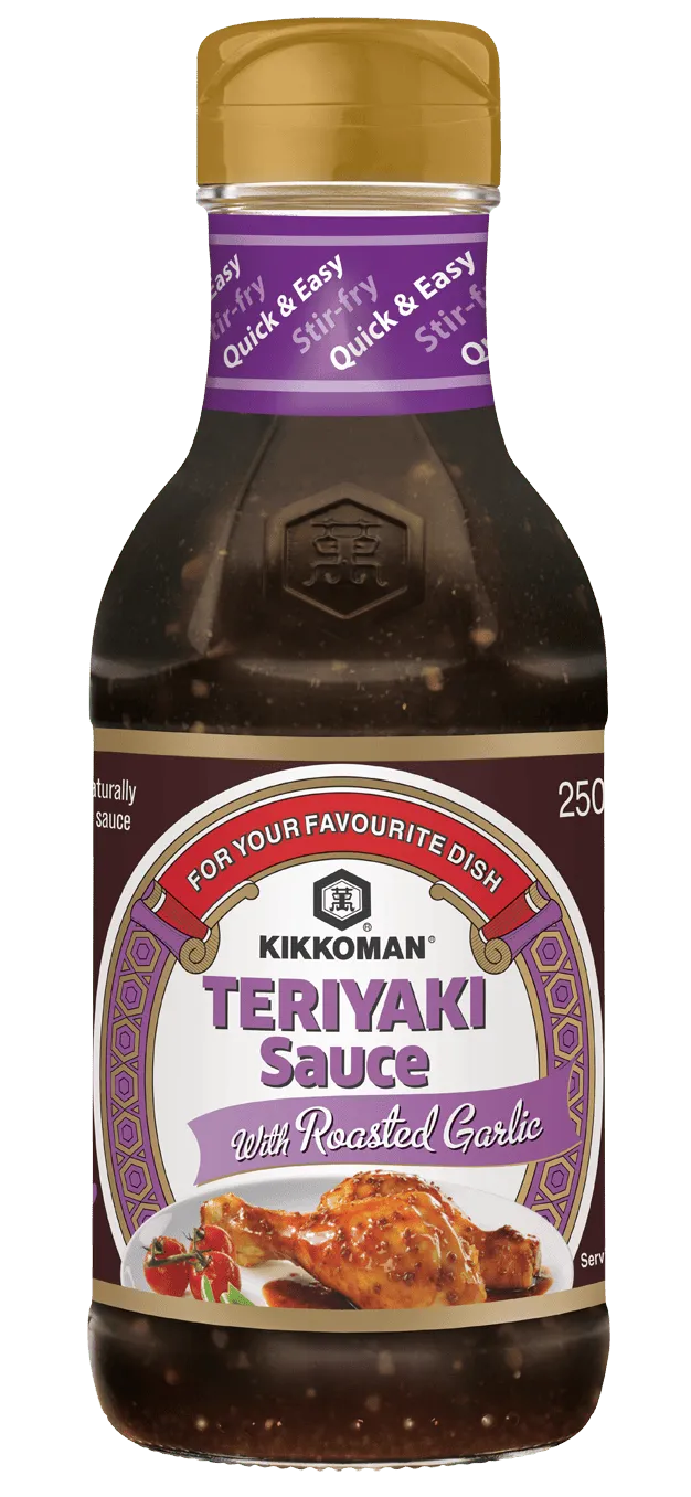 Kikkoman Salsa Estilo Japonés Teriyaki con ajos tostado Botella de 250 ml