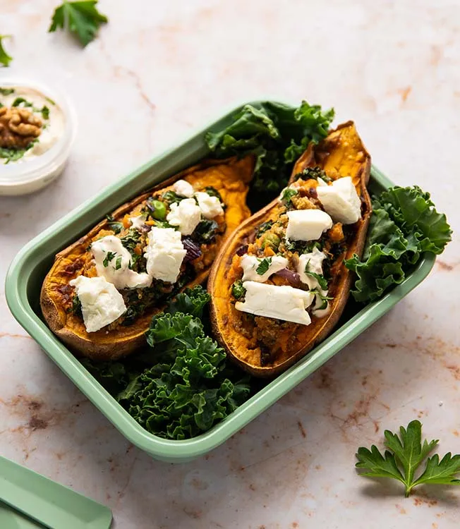 Boniatos rellenos de quinoa