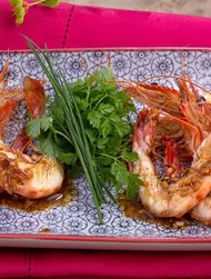 Gambas con salsa de soja picante