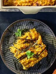 Cazuela de calabaza con pasta y nori
