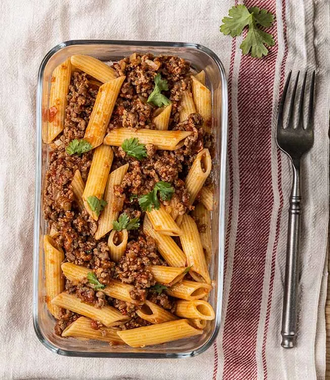 Pasta boloñesa con salsa de soja
