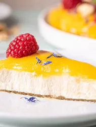 Cheesecake de tofu con mousse de mango