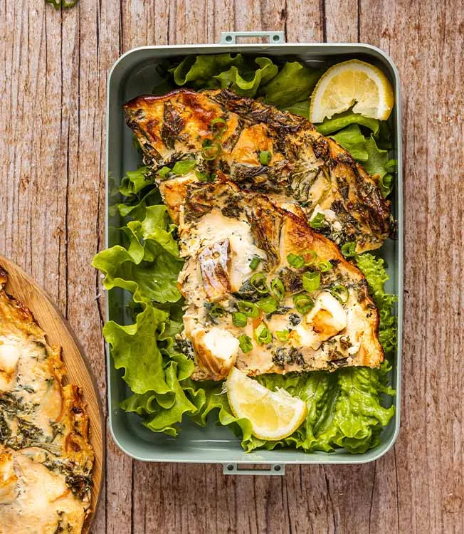 Tarta de bacalao con base de boniato